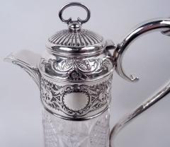 English Victorian Sterling Silver Brilliant Cut Glass Claret Jug 1898 - 4533453