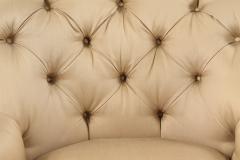 English Victorian Style Beige Tufted Fringed Tub Armchair - 4660406