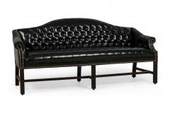 English Victorian Style Black Tufted Camelback Sofa - 4659240