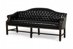English Victorian Style Black Tufted Camelback Sofa - 4659241