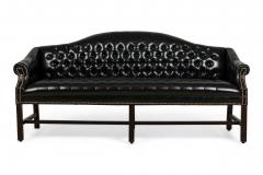 English Victorian Style Black Tufted Camelback Sofa - 4659242