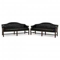 English Victorian Style Black Tufted Camelback Sofa - 4717886