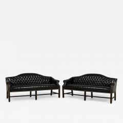 English Victorian Style Black Tufted Camelback Sofa - 4717889