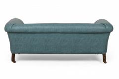 English Victorian Style Blue Gray Textured Vinyl Upholstered Sofa manner of How - 4634333