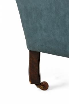 English Victorian Style Blue Gray Textured Vinyl Upholstered Sofa manner of How - 4634334