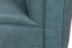 English Victorian Style Blue Gray Textured Vinyl Upholstered Sofa manner of How - 4634338