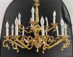 English Victorian Style Brass Chandelier 15 Arms - 3343751