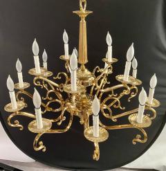 English Victorian Style Brass Chandelier 15 Arms - 3343754