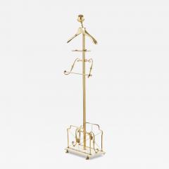 English Victorian Style Brass and Beige Wood Valet Stand - 4230687