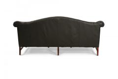 English Victorian Style Camel Back Black Tufted Leather Sofa - 4169306