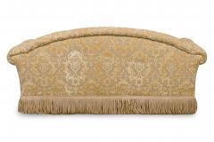 English Victorian Style Gold Velvet Damask Button Tufted and Fringed Sofa - 4169112