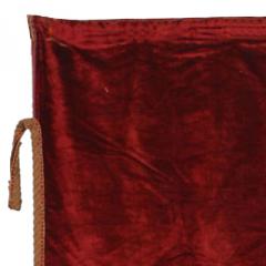 English Victorian Style Maroon Velvet Corded Border Drape - 4198489