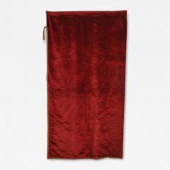 English Victorian Style Maroon Velvet Corded Border Drape - 4250376