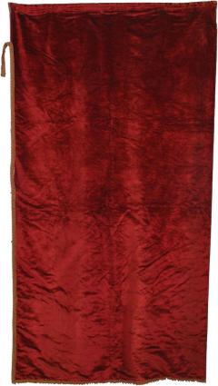 English Victorian Style Maroon Velvet Corded Border Drape - 4250378