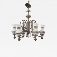 English Victorian Style Patinated Pewter 6 Arm Chandelier - 734499