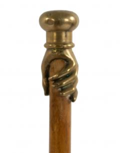 English Victorian Style Wood and Bronze Cane with Hand - 4670601