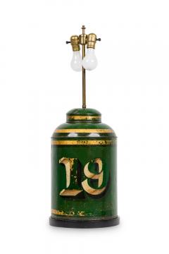 English Victorian Tole Green Caddy Table Lamp - 4170832