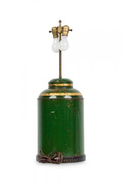 English Victorian Tole Green Caddy Table Lamp - 4170835