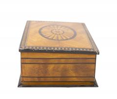 English Victorian Trompe Loeil Marquetry Tin Box - 4675931