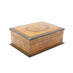 English Victorian Trompe Loeil Marquetry Tin Box - 4742249