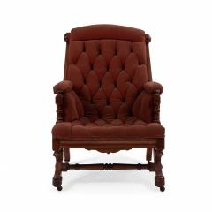 English Victorian Tufted Walnut Arm Chair - 1404010