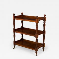 English Victorian Turned Leg Three Shelf Small Wooden Etagere Display Shelf - 2801110