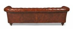 English Victorian Warm Brown Leather Tufted Chesterfield Sofa - 4633516