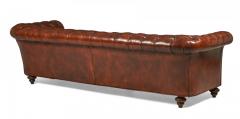 English Victorian Warm Brown Leather Tufted Chesterfield Sofa - 4633517
