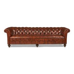 English Victorian Warm Brown Leather Tufted Chesterfield Sofa - 4649688
