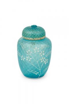 English Victorian Webb Style Blue Glass Vase with Lid - 4665082