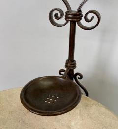 English Victorian Wrought Iron Wash Stand with Oval Mirror Basin and Pitcher - 3719725