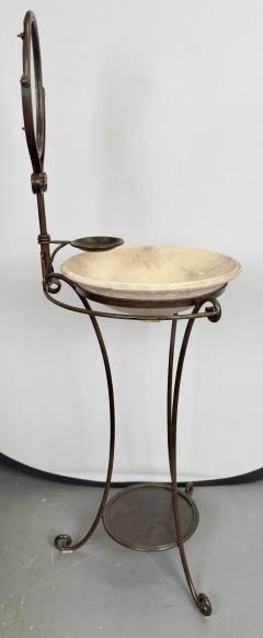 English Victorian Wrought Iron Wash Stand with Oval Mirror Basin and Pitcher - 3719732
