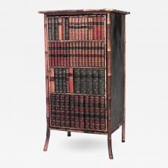 English Victorian bamboo and black lacquered small bookcase cabinet - 691362