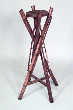 English Victorian bamboo pedestal with 4 cross legs and round top - 709916