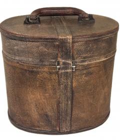 English Victorian brown leather hat box - 4673636