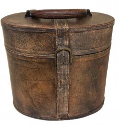 English Victorian brown leather hat box - 4721071