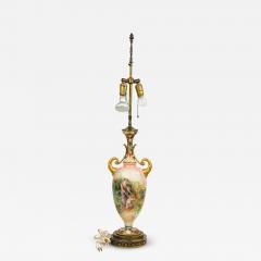 English Victorian style Floral Motif Ceramic and Brass Urn Form Table Lamp - 4734538