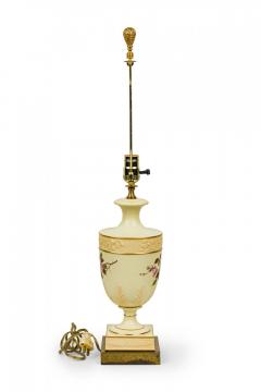 English Victorian style Mid Century Floral Porcelain Urn Form Table Lamp - 4671064