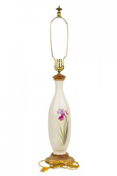 English Victorian style White Ceramic Purple Iris Motif Table Lamp - 4670805