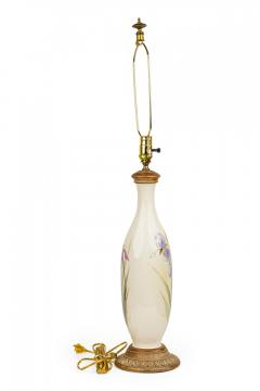 English Victorian style White Ceramic Purple Iris Motif Table Lamp - 4670806