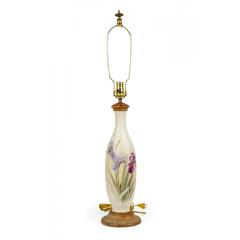 English Victorian style White Ceramic Purple Iris Motif Table Lamp - 4735049