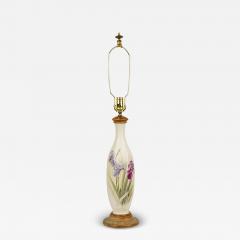 English Victorian style White Ceramic Purple Iris Motif Table Lamp - 4735103