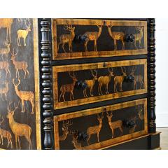 English Vintage Painted Chest with Deer Decoupage - 4798186