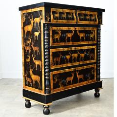 English Vintage Painted Chest with Deer Decoupage - 4798187