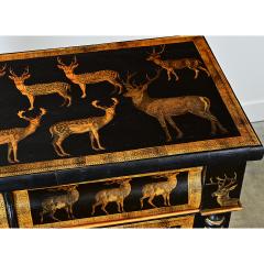 English Vintage Painted Chest with Deer Decoupage - 4798191