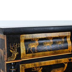 English Vintage Painted Chest with Deer Decoupage - 4798200