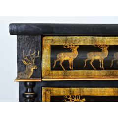 English Vintage Painted Chest with Deer Decoupage - 4798207