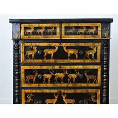 English Vintage Painted Chest with Deer Decoupage - 4798208