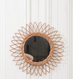 English Vintage Rattan Sunburst Mirror - 1258982