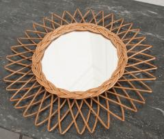 English Vintage Rattan Sunburst Mirror - 1258983